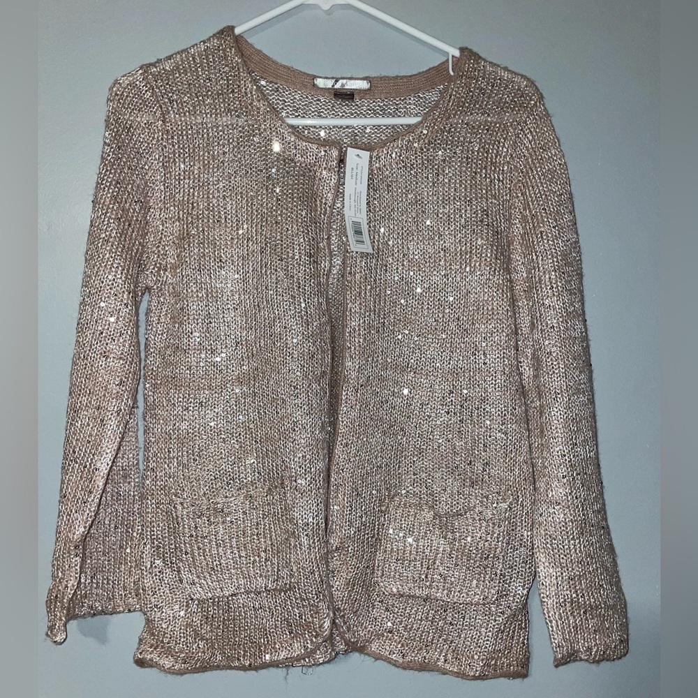 🎀NWT Taylor Marc’s Blush Sequin Cardigan